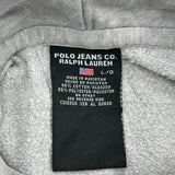 Ralph Lauren Spellout Hoodie - Large Gray Cotton Blend