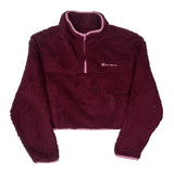 Champion Cropped Fleece 1/4 Zip - XL Burgundy Polyester