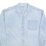 WARNER BROS Mens Blue Denim Shirt XL Cartoon Characters Button Up Long Sleeve
