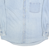 WARNER BROS Mens Blue Denim Shirt XL Cartoon Characters Button Up Long Sleeve