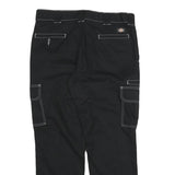 DICKIES Mens Cotton Black Regular Cargo Trousers W36 L30 Workwear Zip Closure
