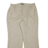 LAUREN RALPH LAUREN Womens Wool Beige Relaxed Straight Trousers W33 L29 Toggle