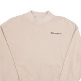 CHAMPION Womens Beige Cotton Blend Crew Neck M Logo Embroidered Sweatshirt