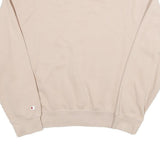 CHAMPION Womens Beige Cotton Blend Crew Neck M Logo Embroidered Sweatshirt