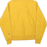 CHAMPION Mens Yellow Hoodie S Cotton Blend Pullover Drawstring Logo