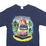 GILDAN Mens Navy Blue Key West Graphic T-Shirt S Short Sleeve Crew Neck Vacation