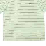 CHAPS Mens Light Green & White Striped Short Sleeve Polo Shirt XL Cotton Blend