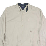 TOMMY HILFIGER Mens Beige Shirt XL Cotton Blend Long Sleeve Classic Fit Button