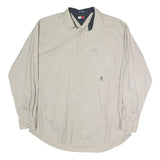 TOMMY HILFIGER Mens Beige Shirt XL Cotton Blend Long Sleeve Classic Fit Button