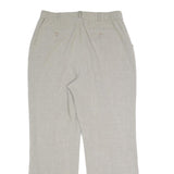 Womens Wool Blend Beige Regular Fit Straight Leg Trousers W27 L24 Tailored