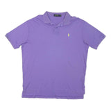POLO RALPH LAUREN Mens Purple Short Sleeve Plain Polo Shirt L Cotton Blend