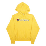 CHAMPION REVERSE WEAVE Mens Yellow Pullover Hoodie M Classic Script Logo
