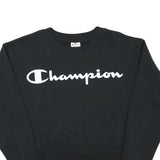 CHAMPION Womens Black Crew Neck M Cotton Blend Sweatshirt Logo Pullover