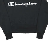CHAMPION Womens Black Crew Neck M Cotton Blend Sweatshirt Logo Pullover