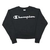 CHAMPION Womens Black Crew Neck M Cotton Blend Sweatshirt Logo Pullover