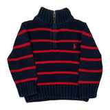 Age 12 Months Polo By Ralph Lauren Striped 1/4 Zip - 3XS Navy Cotton
