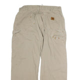 CARHARTT Mens Relaxed Beige Denim Jeans W36 L30 Workwear Cotton Zip Closure
