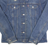 LEVI'S Womens Blue Denim Sherpa Collar Jacket M Cotton Button Closure Casual