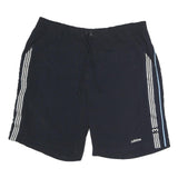 ADIDAS Mens Casual Shorts Black & Blue XL W38 Polyester Plain Drawstring Pockets