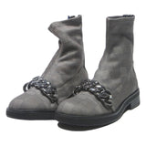 CHARLES & KEITH Womens Ankle Boots Grey Cotton Blend UK 3 Chain Detail Stylish