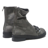 CHARLES & KEITH Womens Ankle Boots Grey Cotton Blend UK 3 Chain Detail Stylish