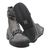 CHARLES & KEITH Womens Ankle Boots Grey Cotton Blend UK 3 Chain Detail Stylish