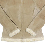 WEATHER TAMER Womens Beige Leather Jacket S Suede Plain Zip Warm Casual