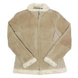 WEATHER TAMER Womens Beige Leather Jacket S Suede Plain Zip Warm Casual