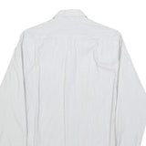 REISS Mens White & Grey Cotton Blend Shirt S Classic Long Sleeve Button Pocket