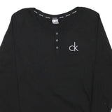 CALVIN KLEIN JEANS Womens Black Long Sleeve Crew Neck T-Shirt M Logo Cotton