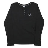 CALVIN KLEIN JEANS Womens Black Long Sleeve Crew Neck T-Shirt M Logo Cotton