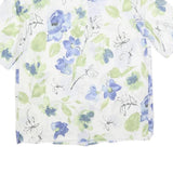 KARELIA Womens White & Blue Floral Shirt M Lightweight Polyester Blend Summer