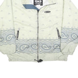 LOUIS GARNEAU Womens Cream & Grey Paisley Zip Nylon Jacket S Woven Casual