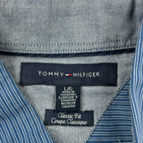 Tommy Hilfiger Striped Short Sleeve Shirt - Large Blue Cotton
