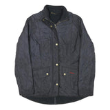 BARBOUR Womens Black Quilted Jacket UK 12 Polyester Blend Button Closure Long