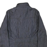 BARBOUR Womens Black Quilted Jacket UK 12 Polyester Blend Button Closure Long