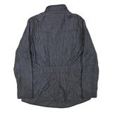 BARBOUR Womens Black Quilted Jacket UK 12 Polyester Blend Button Closure Long