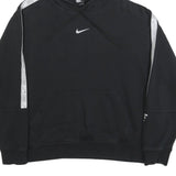 NIKE Mens Black Cotton Blend Hoodie XL Swoosh Logo Pullover Sportswear