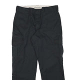 DICKIES Mens Black Cotton Blend Regular Straight Trousers W34 L29 Workwear