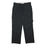 DICKIES Mens Black Cotton Blend Regular Straight Trousers W34 L29 Workwear