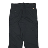 DICKIES Mens Black Cotton Blend Regular Straight Trousers W34 L29 Workwear