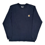 Carhartt Long Sleeve T-Shirt - Small Navy Cotton