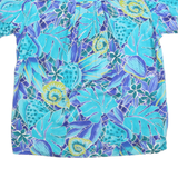 IZOD Womens Blue & Purple Pattern Shirt S Cotton Blend Casual Tropical Print
