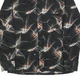 SUNSET Mens Black & Orange Pattern Shirt L Vintage Style Polyester Long Sleeve