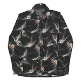 SUNSET Mens Black & Orange Pattern Shirt L Vintage Style Polyester Long Sleeve
