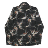 SUNSET Mens Black & Orange Pattern Shirt L Vintage Style Polyester Long Sleeve