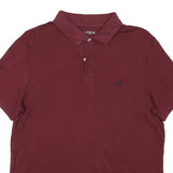 NAUTICA Mens Maroon Cotton Blend Short Sleeve Polo Shirt M Classic Logo Comfort
