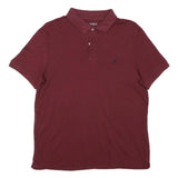 NAUTICA Mens Maroon Cotton Blend Short Sleeve Polo Shirt M Classic Logo Comfort