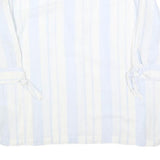 MONSOON Womens White & Blue Printed Top 3/4 Sleeve V-Neck M Linen Blend