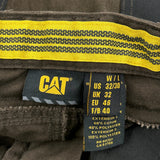 Cat Double Knee Cargo Pants - 32W 30L Black Cotton